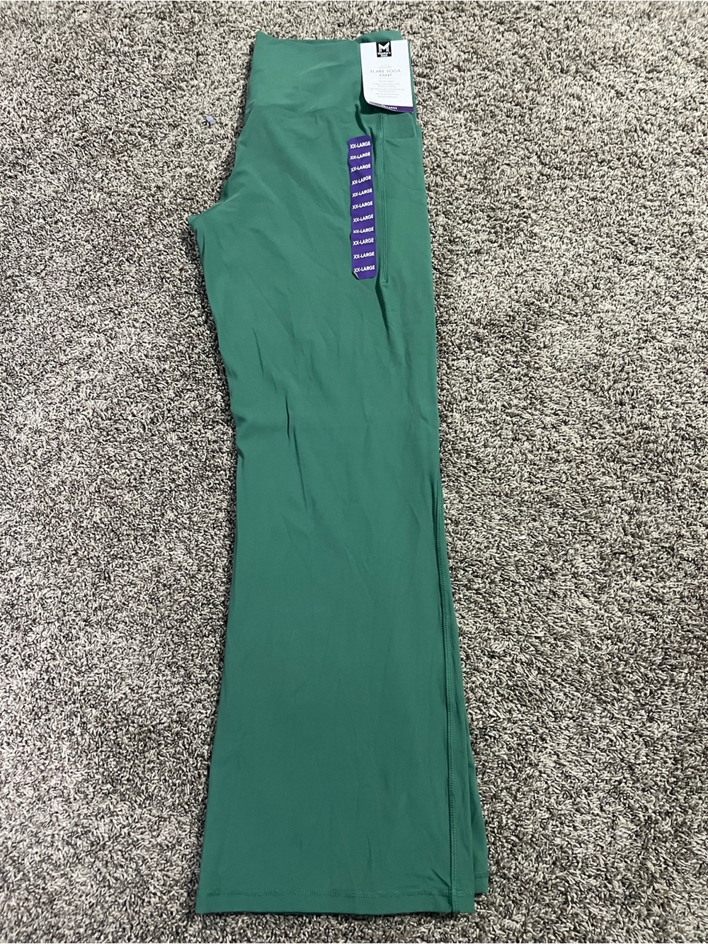 High-Waist Green Flare Leggings - Unbranded